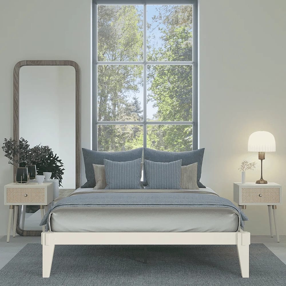 Bme Chalipa Queen Bed Frame, Ivory White