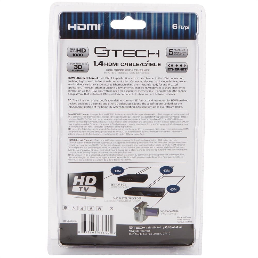 CJ Tech HDMI Cable, 6'