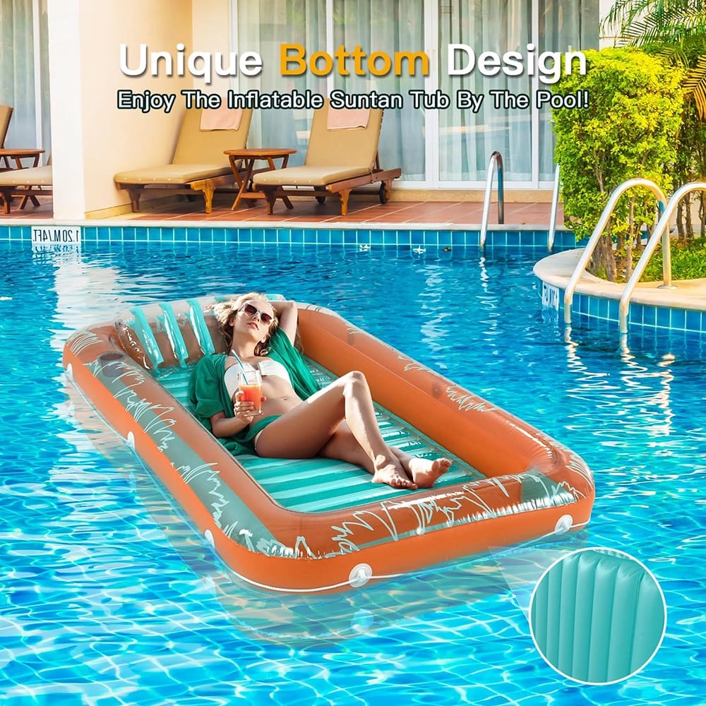 Sunrio 80" x 58" Inflatable Pool Lounger Float, Orange