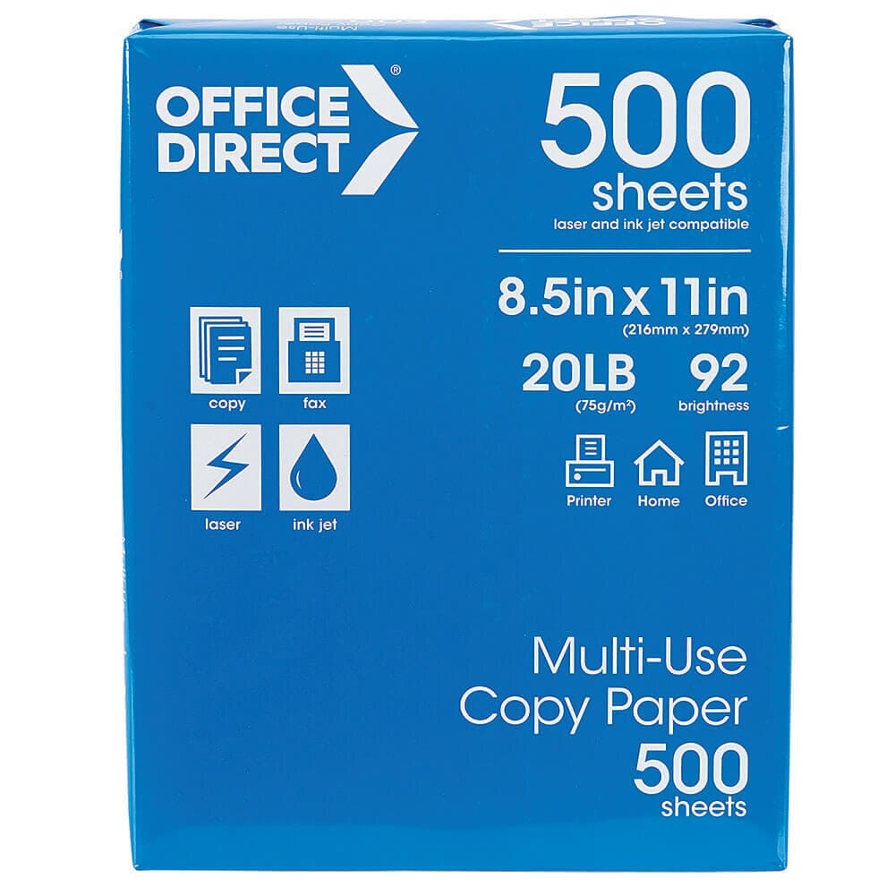 Office Direct Multi-Use 8.5" x 11" Copy Paper, 500 Sheets