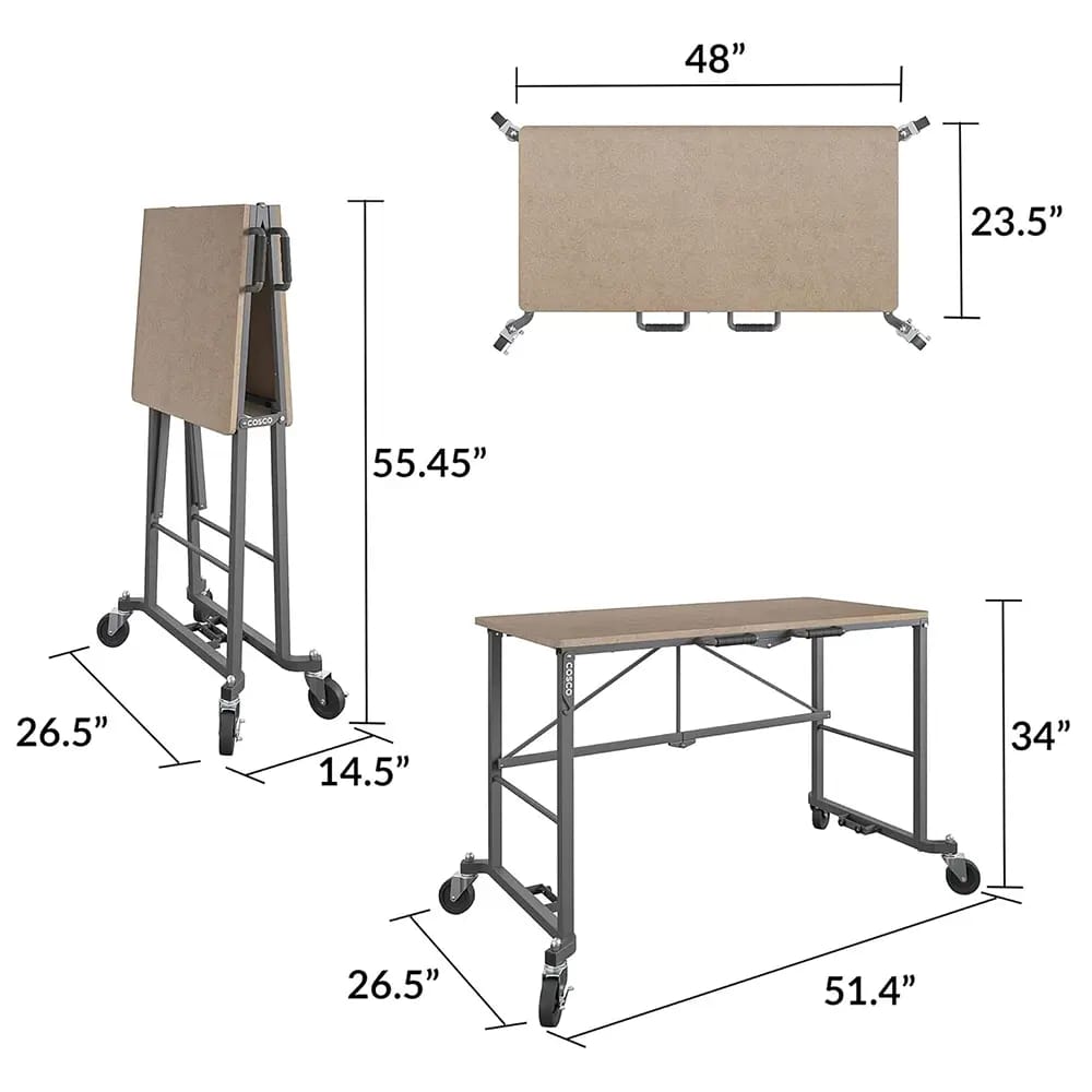 Cosco Smartfold Portable Folding Work Desk, Tan