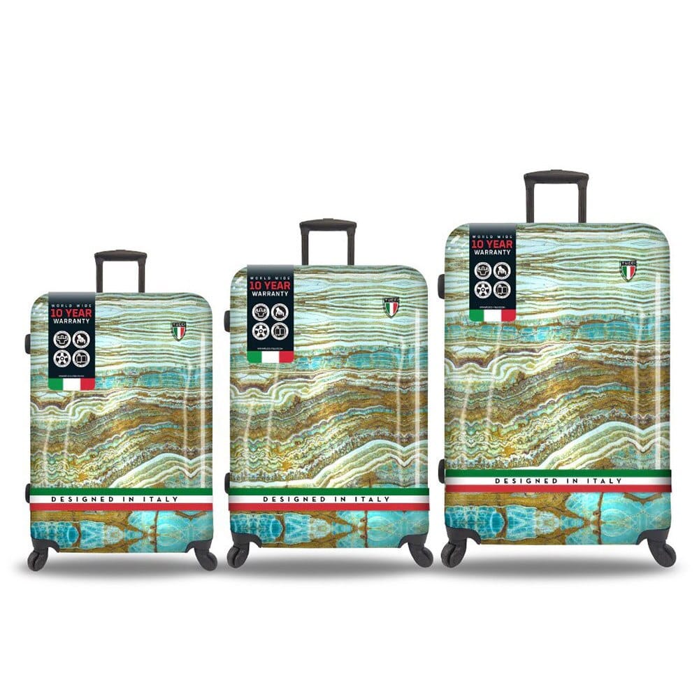 TUCCI Italy Earth Art Emerald Marble 3-Piece Set (20", 24", 28") Luggage Set