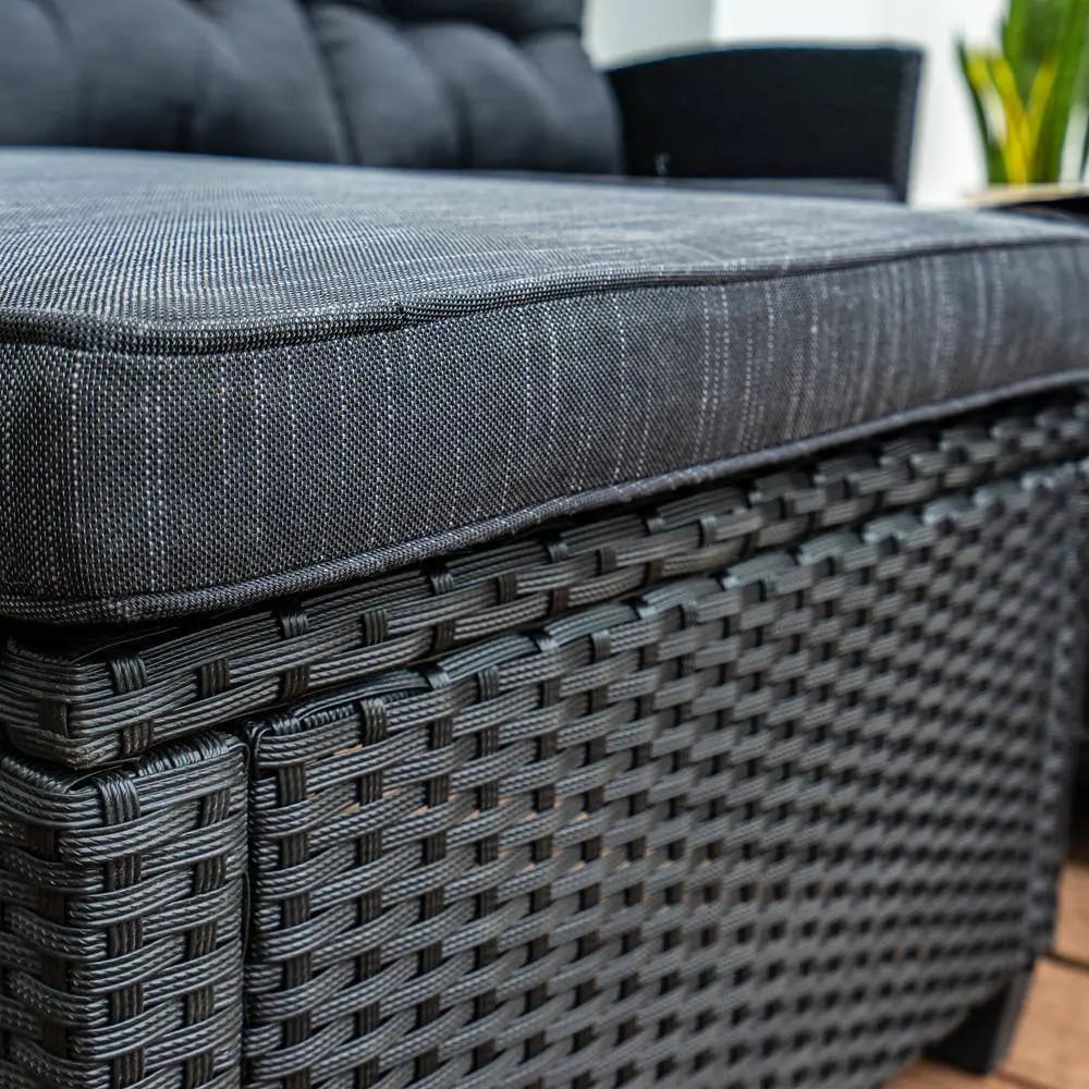 Outdoor 4-Piece Resin Wicker Patio Set, Black/Black