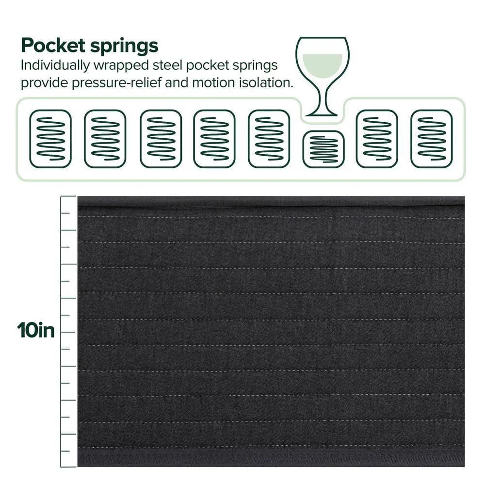 Zinus 10" Comfort Essential Medium Hybrid Pocket Spring Mattress, King
