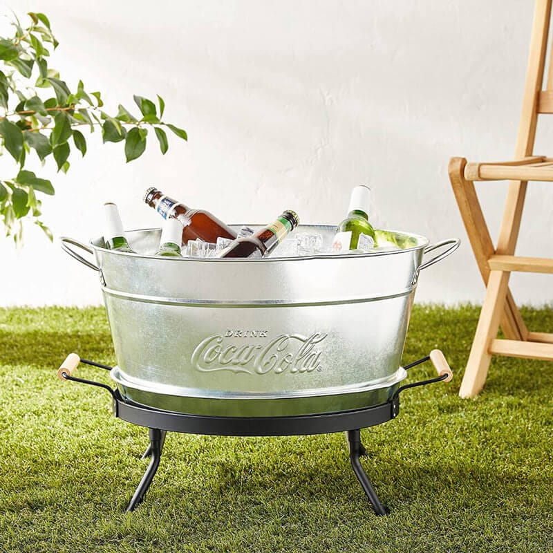 Tablecraft Coca-Cola Galvanized Beverage Tub Set, 6 Gallon