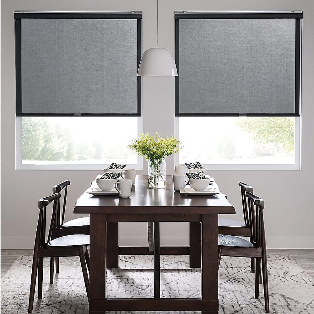 Real Simple Cordless 5% Open Solar Roller Shade, 23" x 72", Black