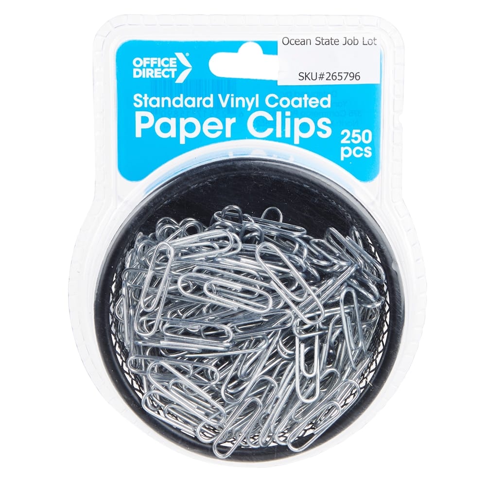 Office Direct Standard Vinyl Coated Paper Clips, 250-Count