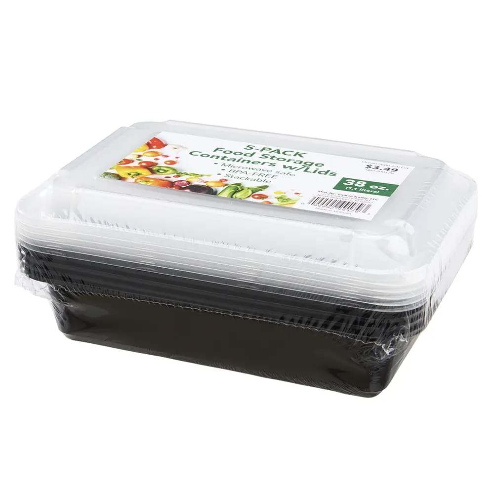 5-Pack Food Storage Containers with Lids, 38 oz
