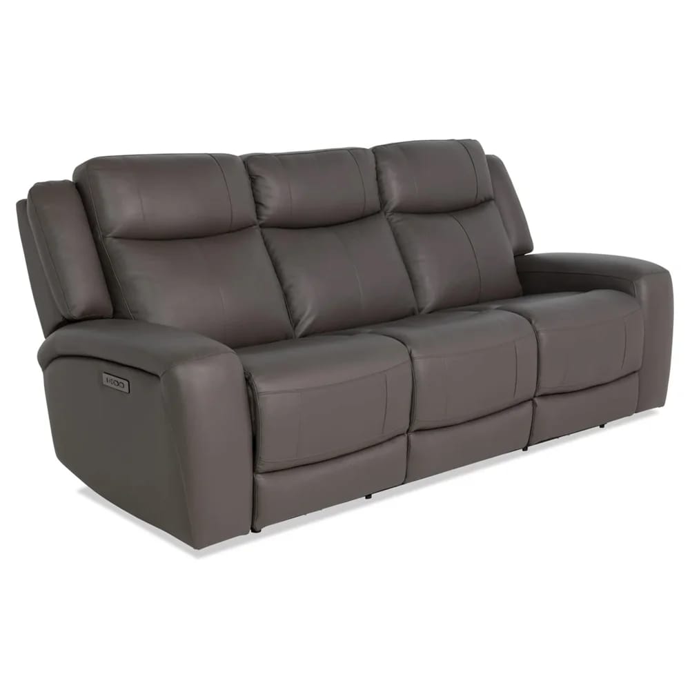 Verona Leather Power Reclining Sofa, Gray