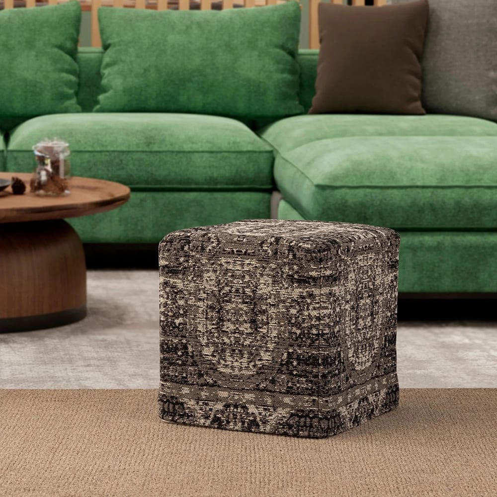 Albany Living Upholstered Square Ottoman, Gray