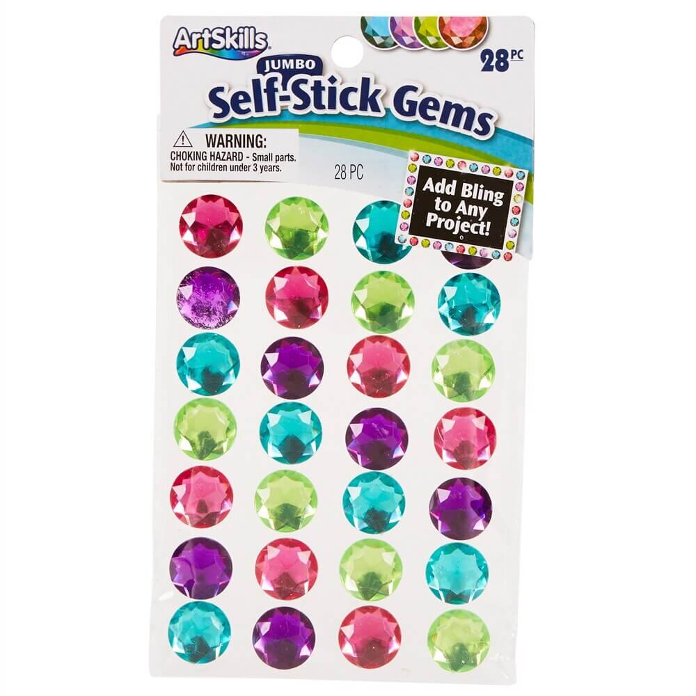 Artskills Jumbo Self-Stick Gems, 28 Piece