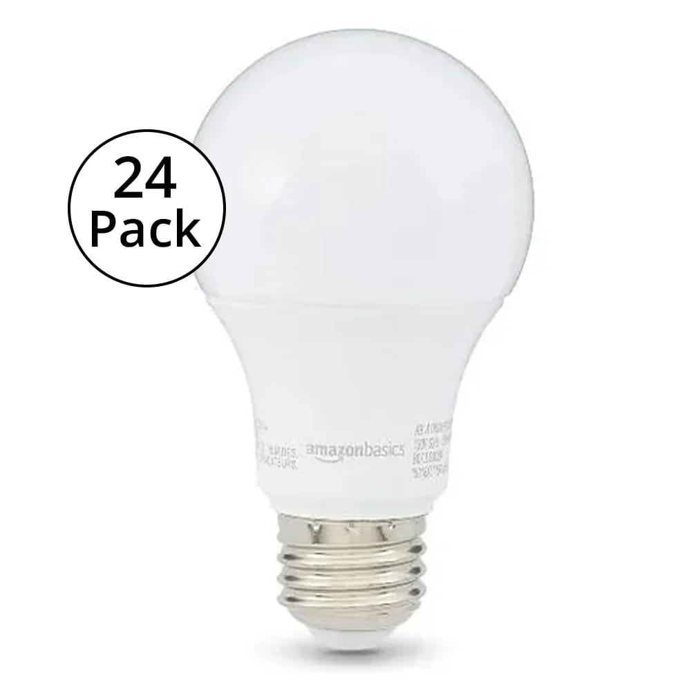 Daylight Non-Dimmable A19 LED Light Bulbs, 60W EQL, 24 Pack