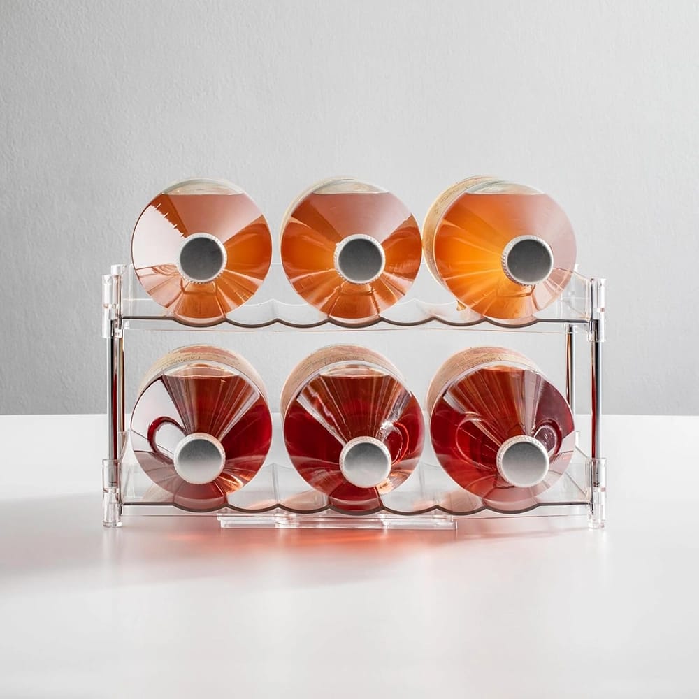 mDesign Free-Stand Stackable 2-Tier Bottle Holder, 2 Pack