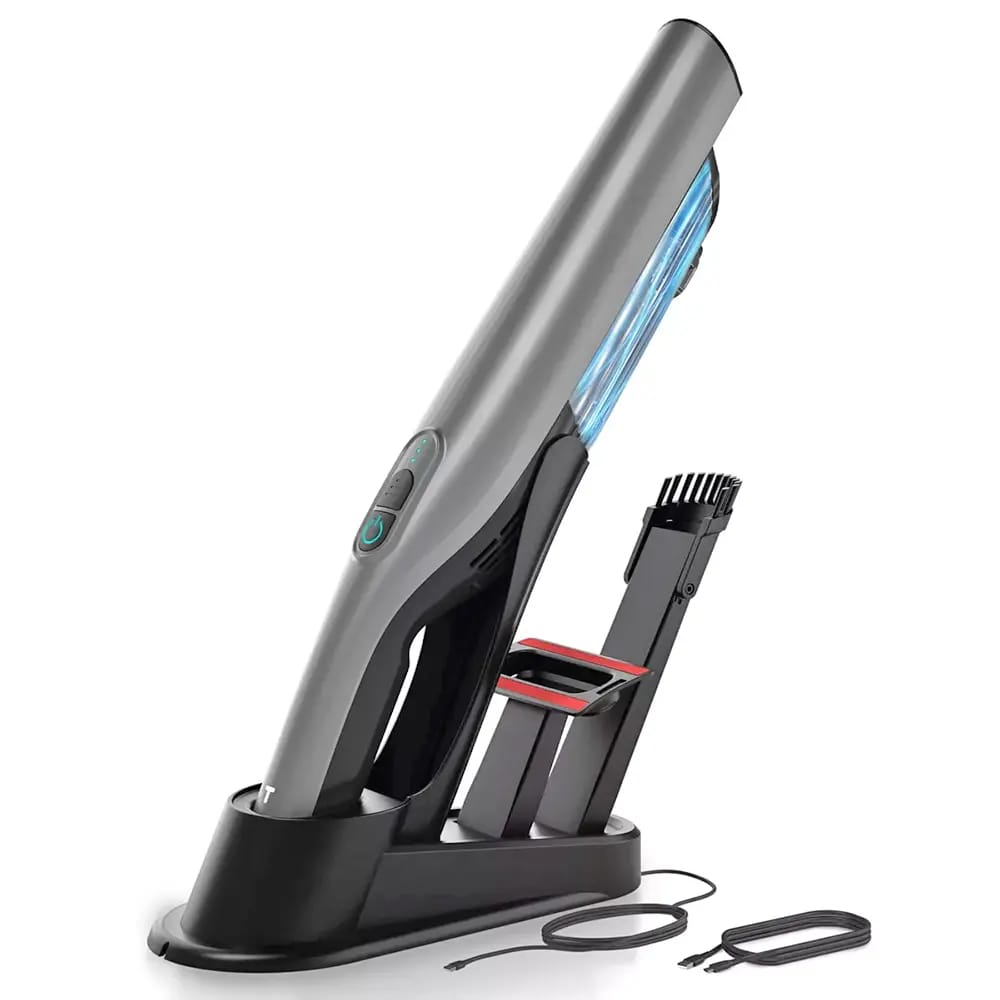 Tranqwil Cordless Handheld Vacuum with Charging Dock, Silver