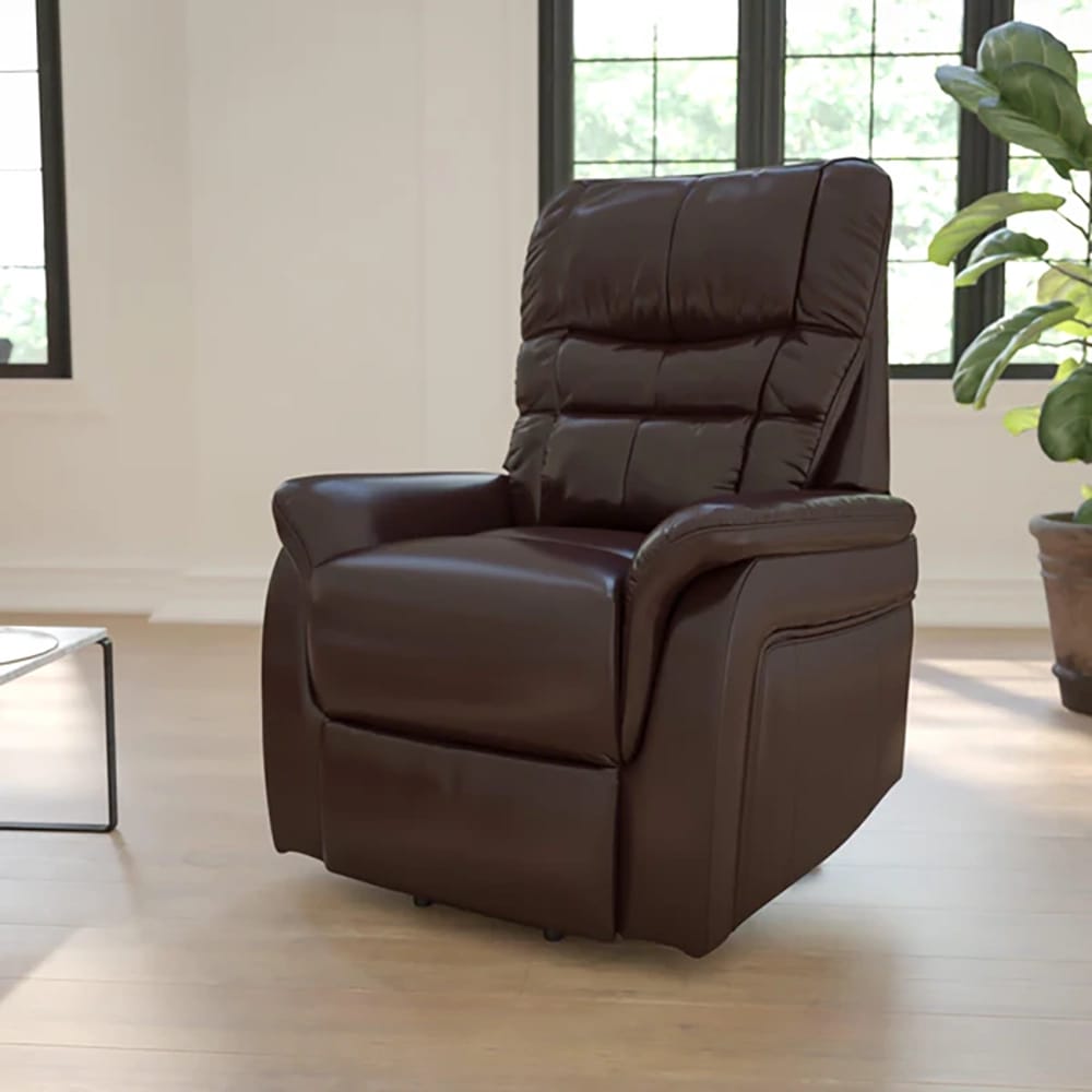 Remote Powered Leather Lift Recliner, Brown