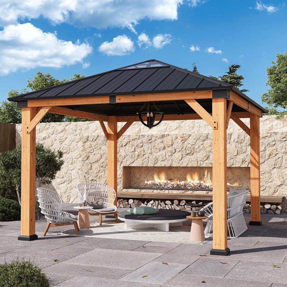 Rockport 11' x 11' Cedar Wood Hard Top Gazebo