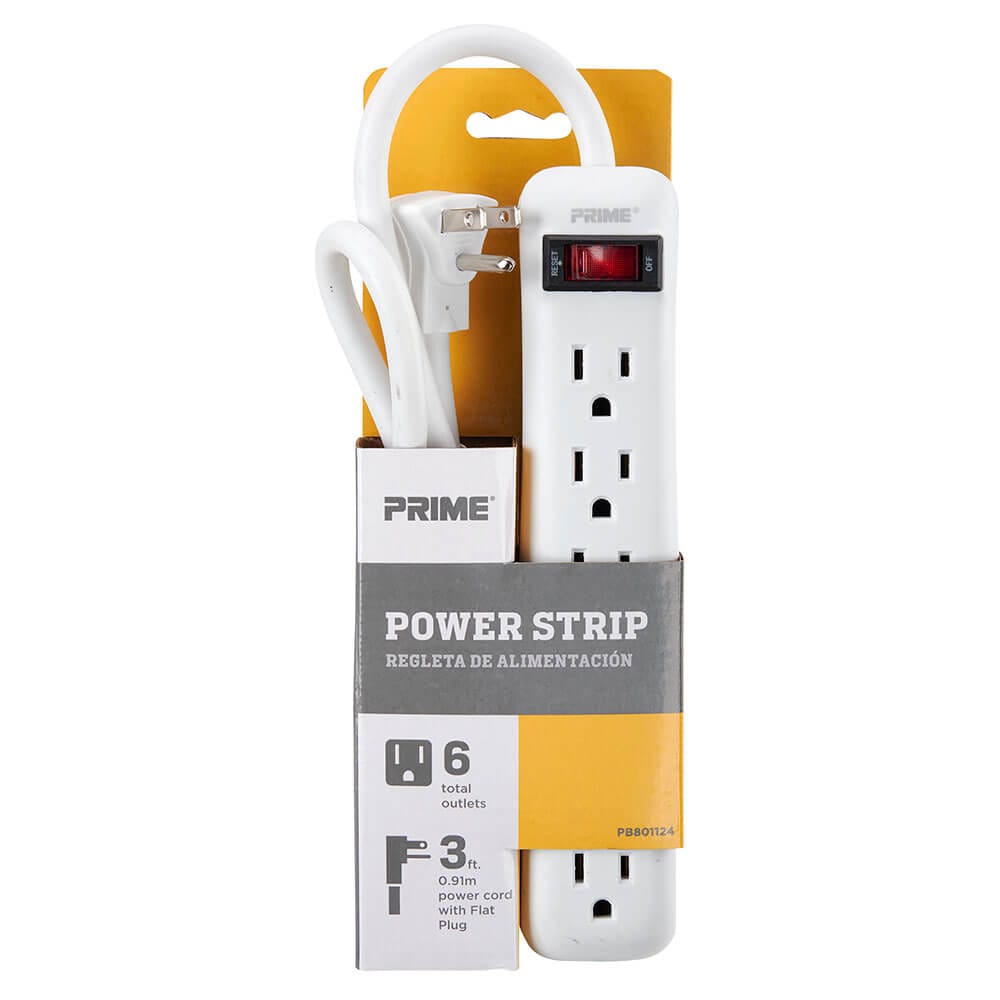 Prime 6 Outlet Power Strip, 3'