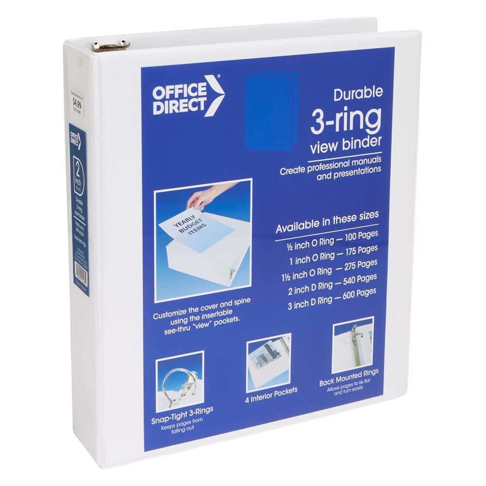 Office Direct D-Ring View Binder, 2"