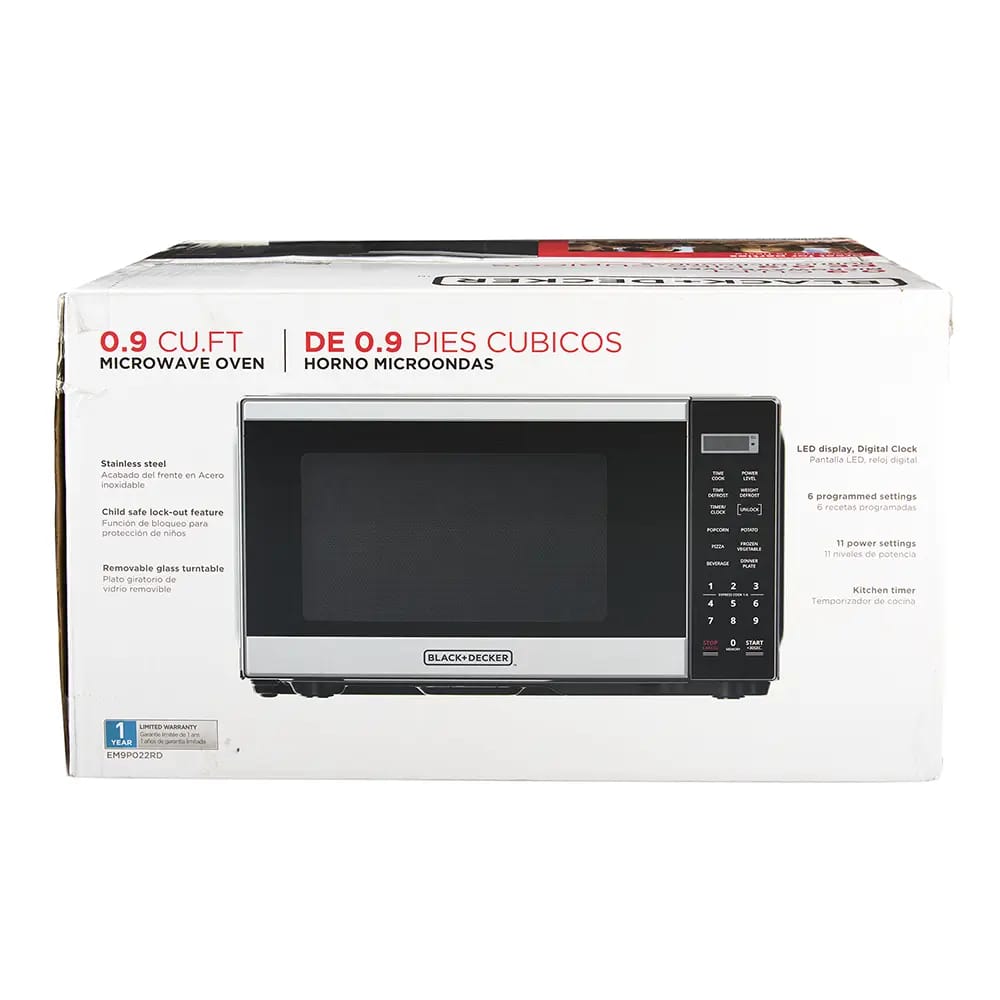 Black & Decker Stainless Steel Microwave, .9 cu.ft.