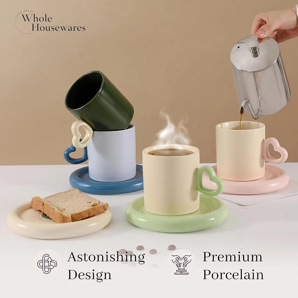 Whole Housewares Ceramic Coffee Mugs, Set of 4