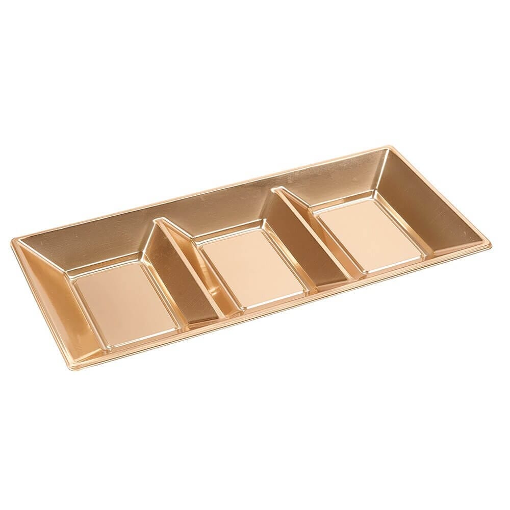 Gold Plastic Divided Serving Tray