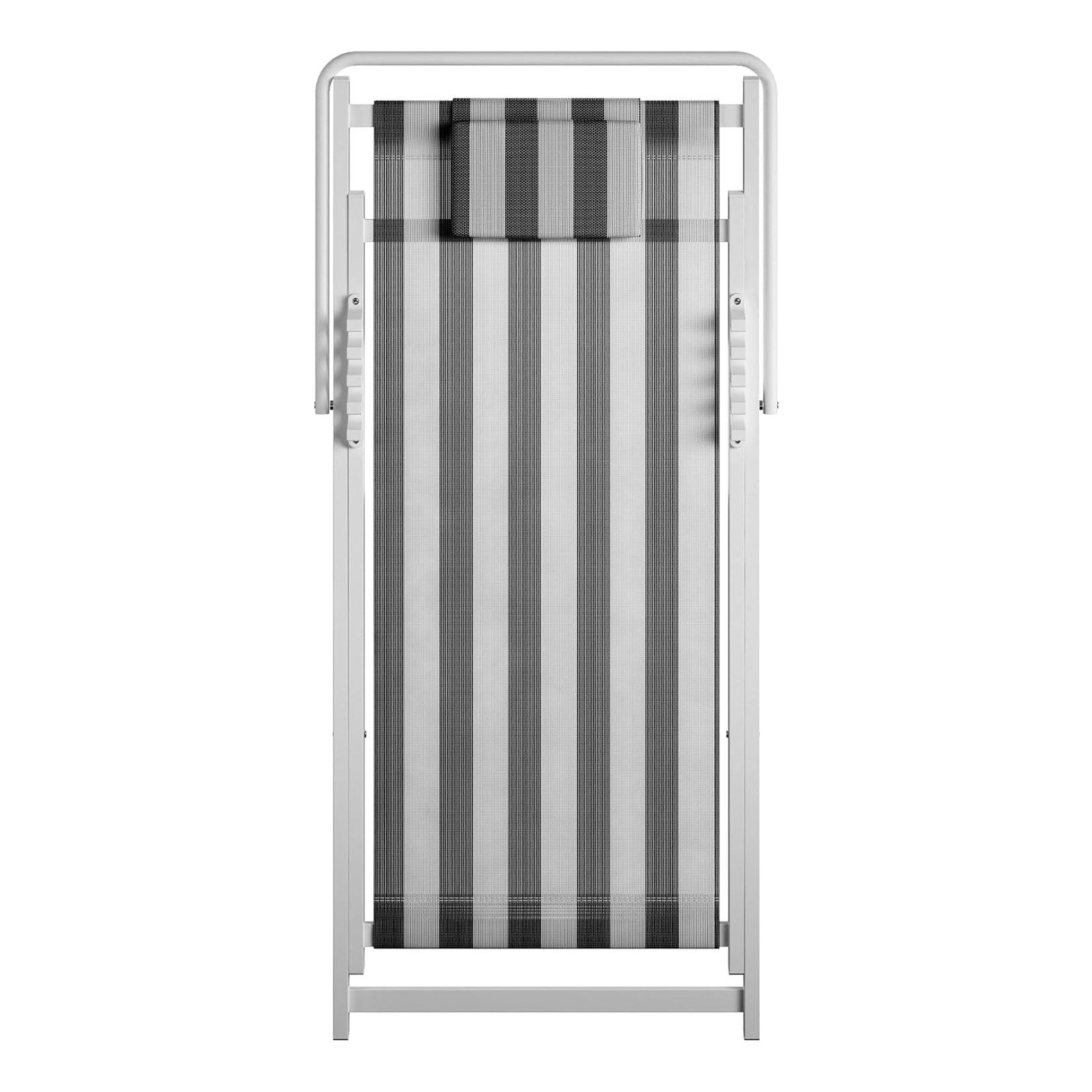 Novogratz Folding Beach Chair, Black/White Stripe, 2 Pack