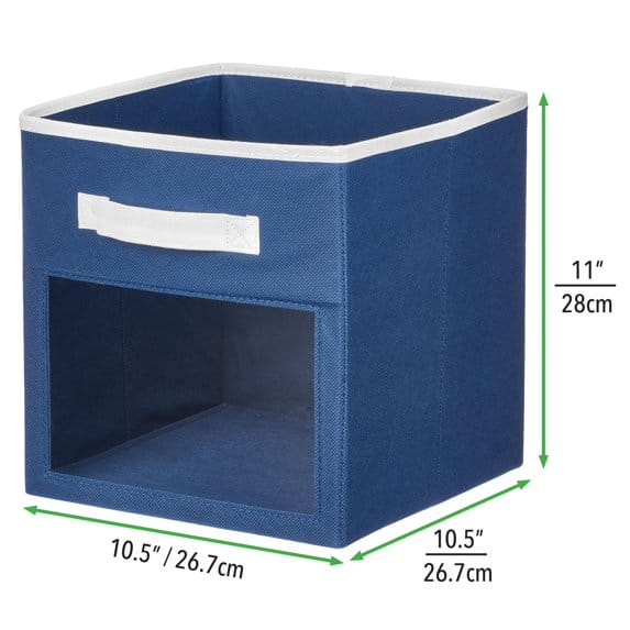 mDesign Fabric Storage Cube, Navy/White, 4 Pack