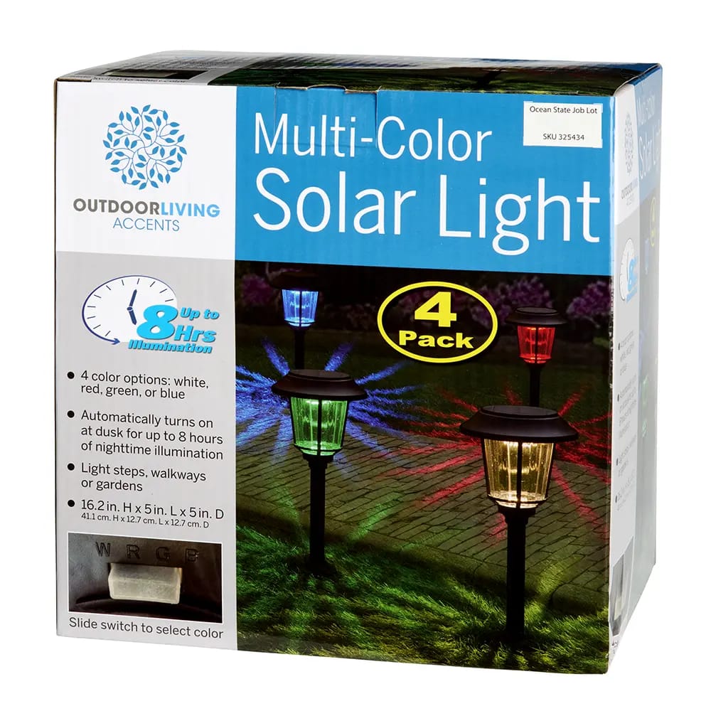Multi Color Solar Light, 4pk
