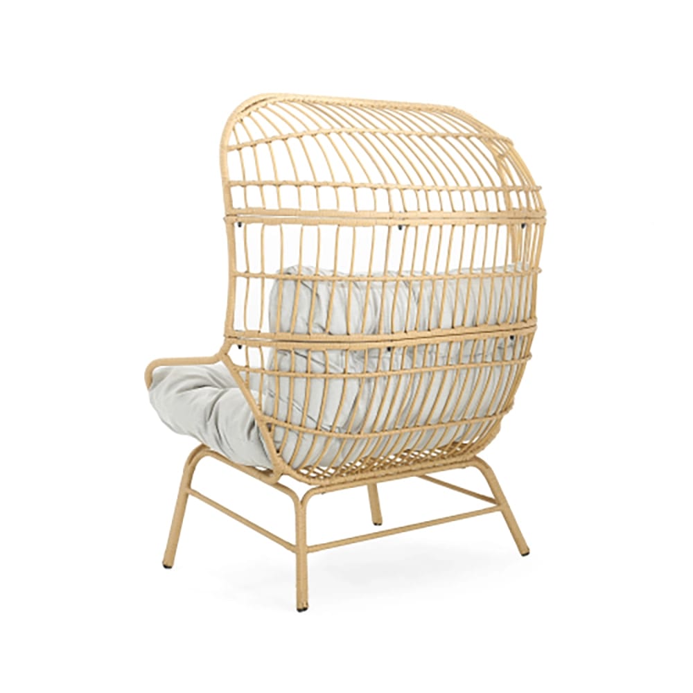 Wicker Outdoor Loveseat with Cushion, Light Brown