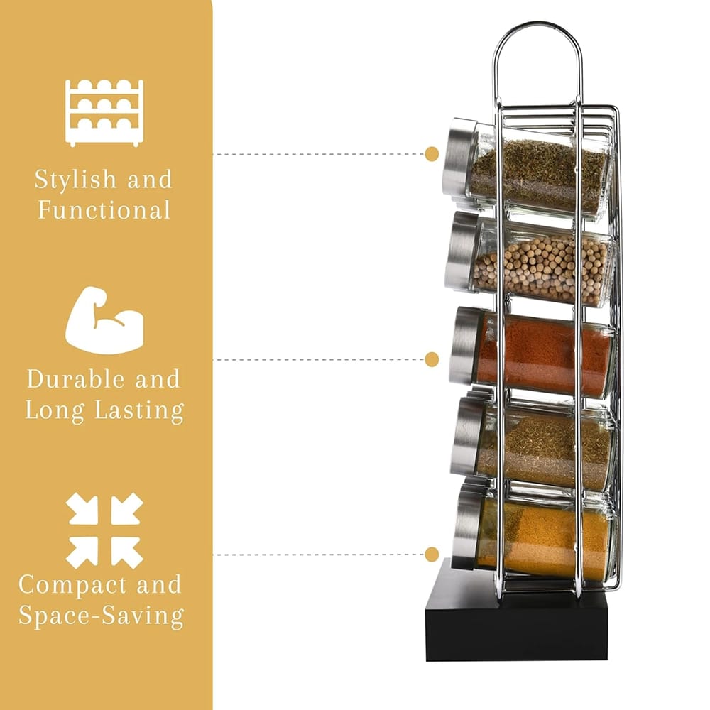 2LB Depot 5-Tier Spice Rack Organizer, Silver/Black