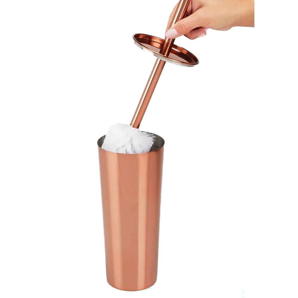 mDesign Plastic Bowl Brush and Trash Can, Rose Gold