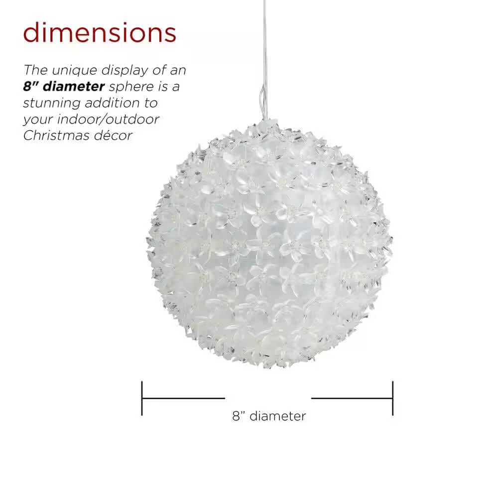 Alpine 8" Twinkling Sphere Christmas Ornament with Warm White LED Lights