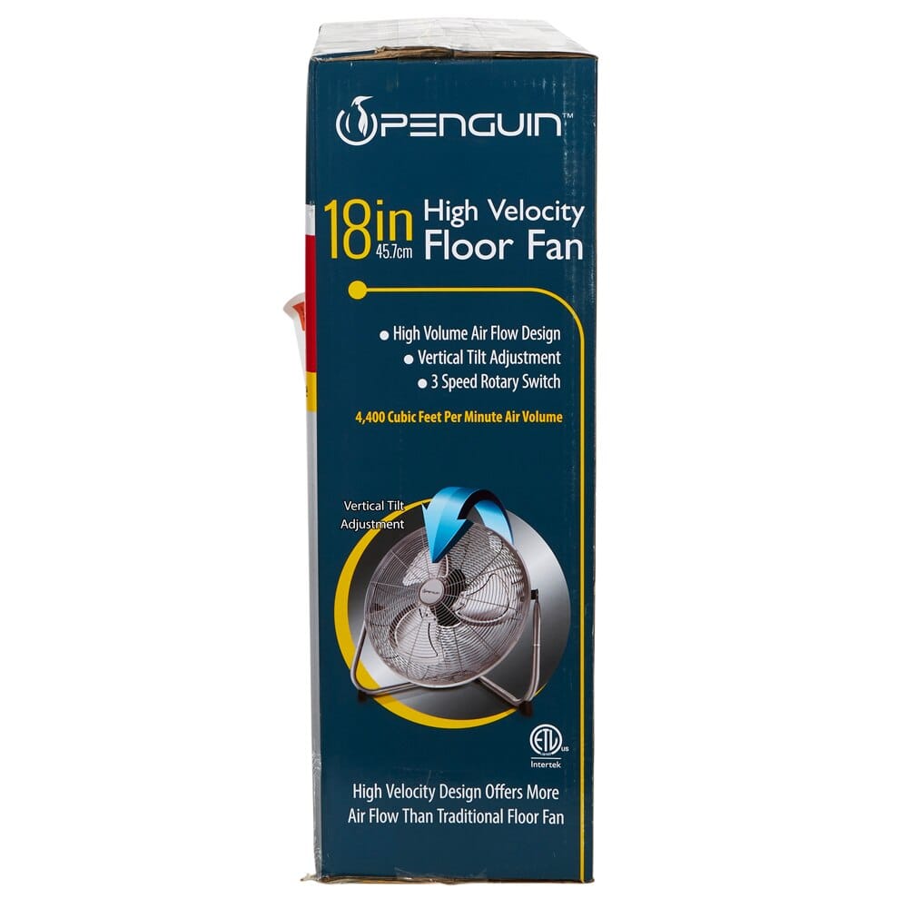 Penguin High Velocity Floor Fan, 18"