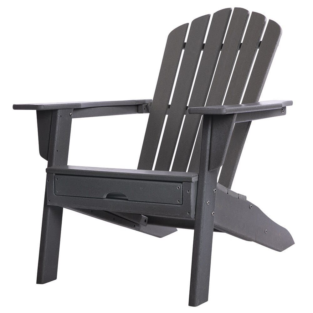 All-Weather Adirondack Chair with Ottoman, Gray