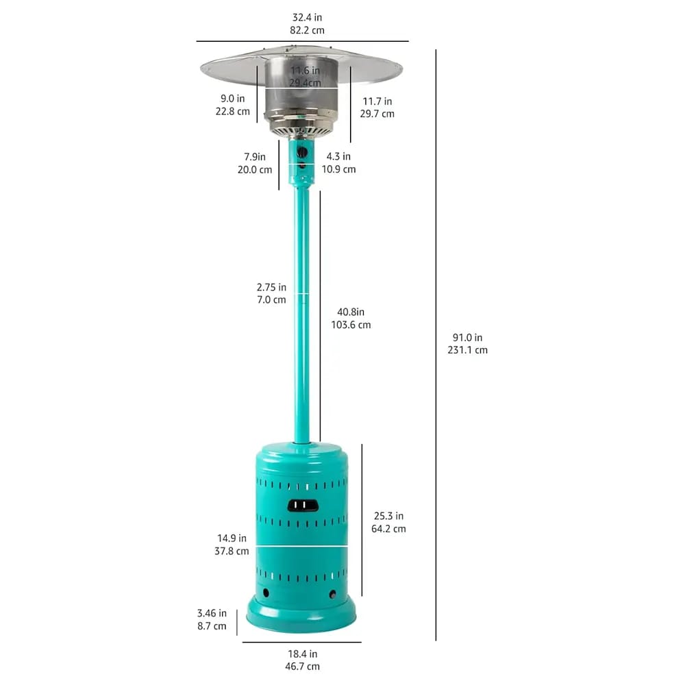 46,000 BTU Commercial Outdoor Propane Patio Heater with Wheels, Bahama Blue