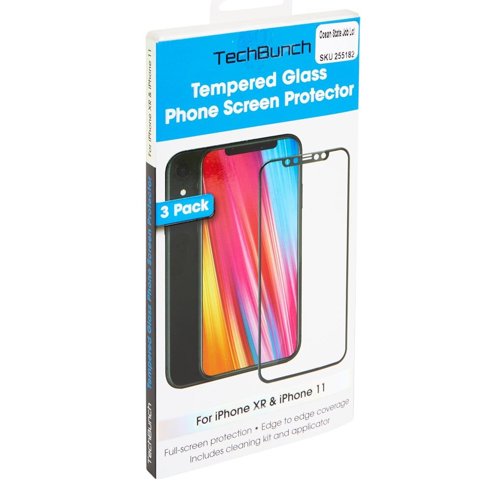 TechBunch Tempered Glass iPhone XR and iPhone 11 Screen Protectors, 3 Count