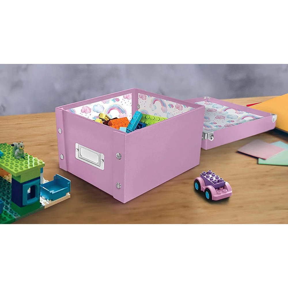 Snap-N-Store Small Storage Box, Pink/Rainbow, 2 Pack