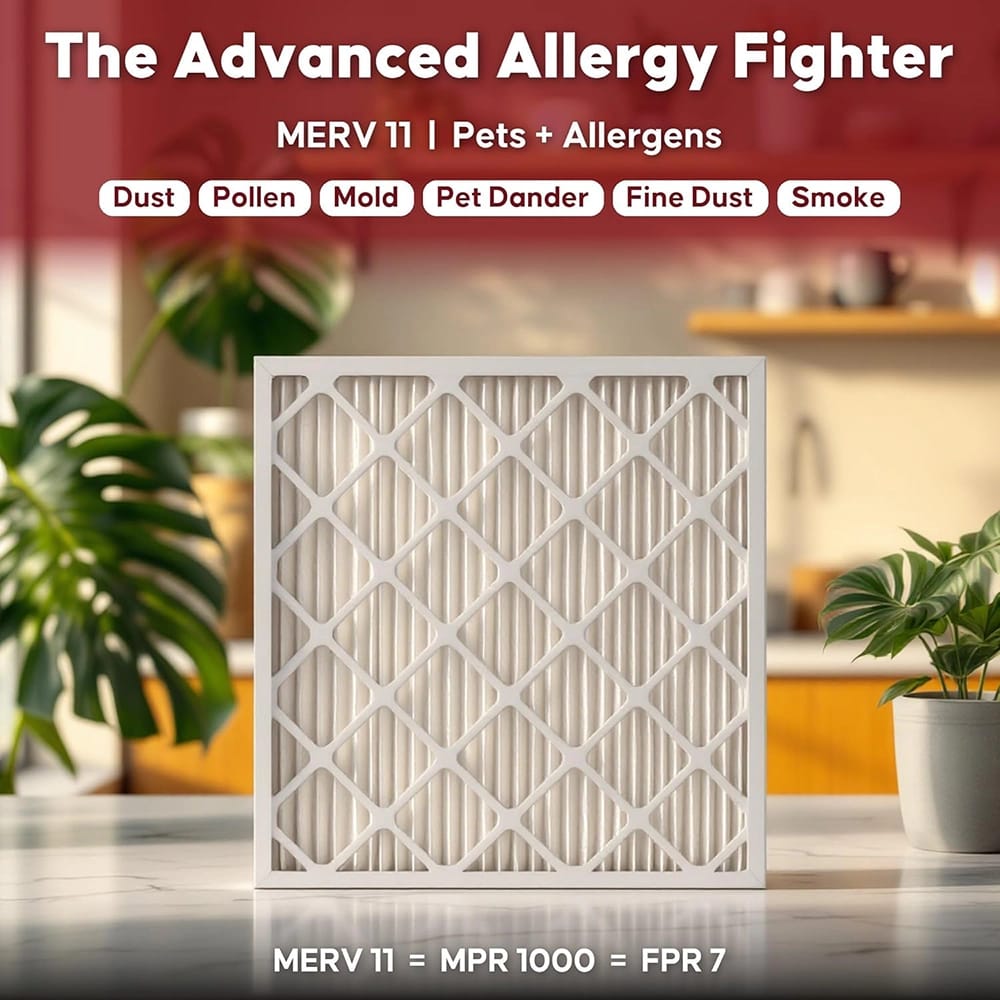 EcoAire 16 x 25 x 1 MERV 11 Pleated Air Filter, 6 Pack