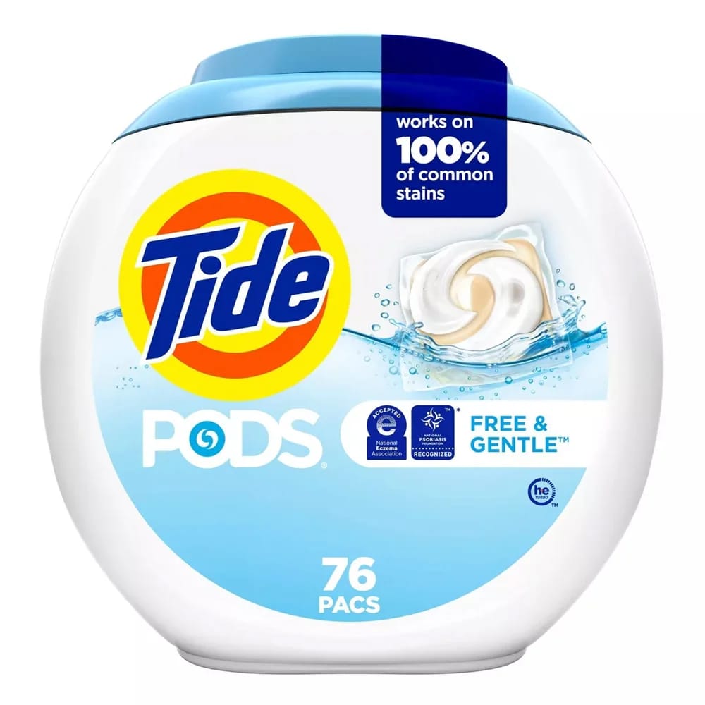 Tide Pods Free & Gentle Laundry Detergent Pacs, 76 Count