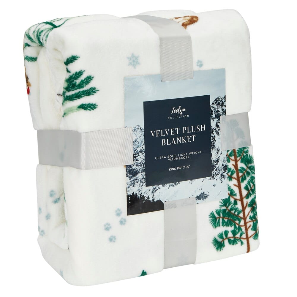 Winter Themed King Velvet Plush Blanket