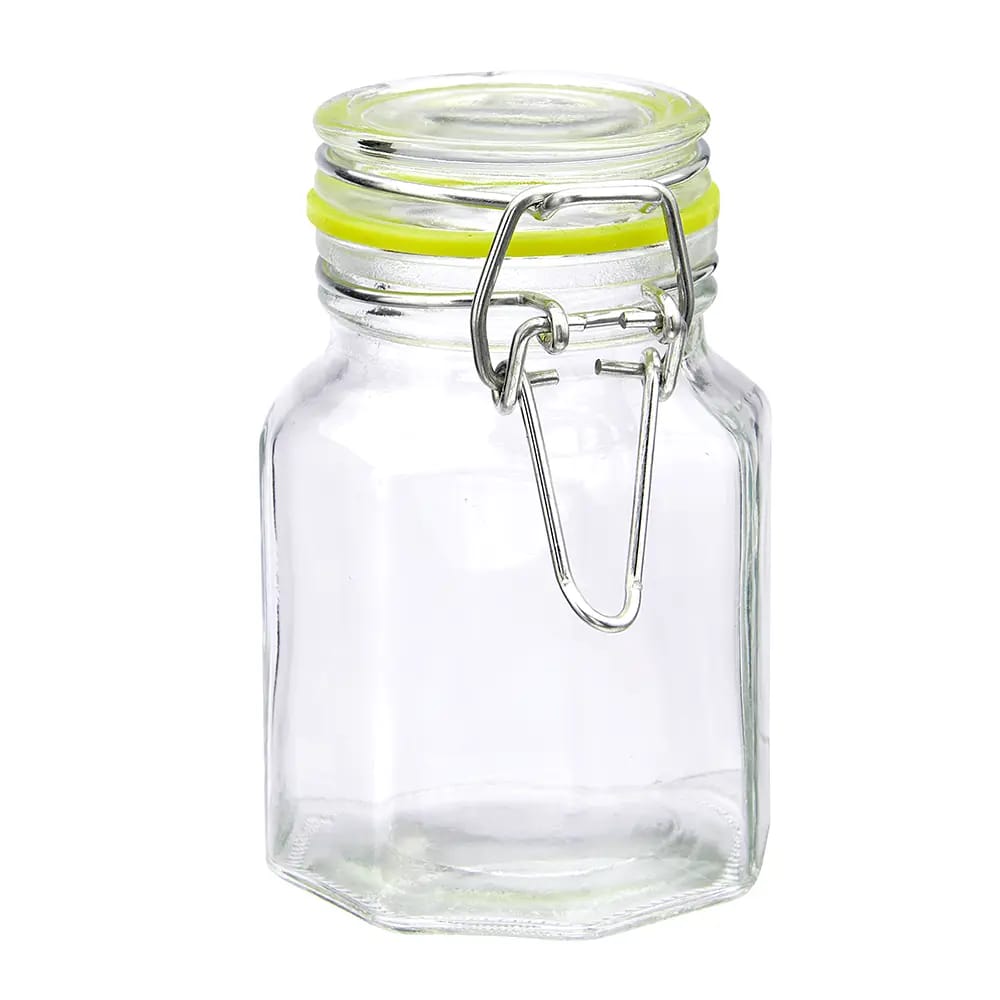 Spice Jar Glass 3oz, Octagon with Flip Top Lid