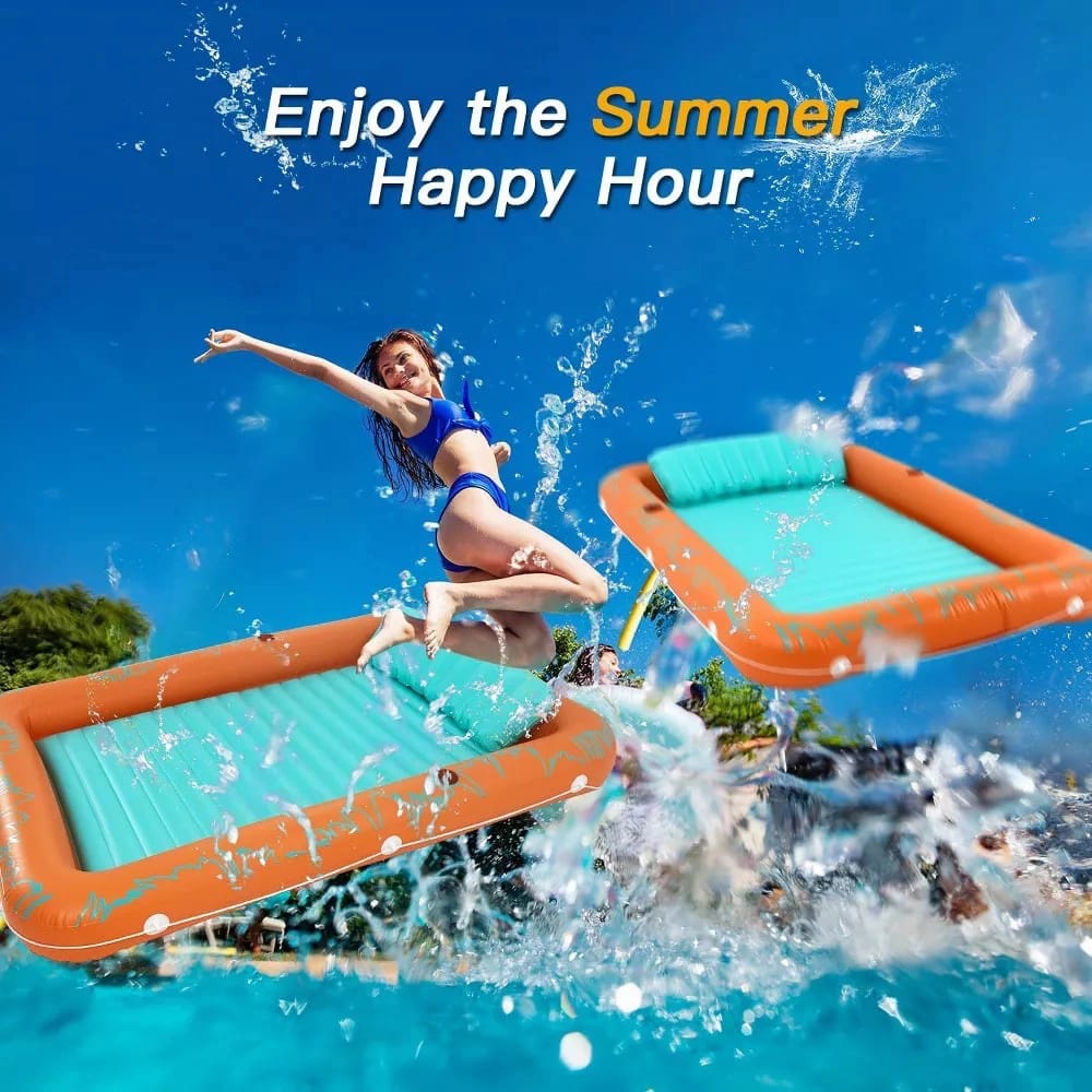 Sunrio 80" x 50" Inflatable Pool Lounger Float, Orange