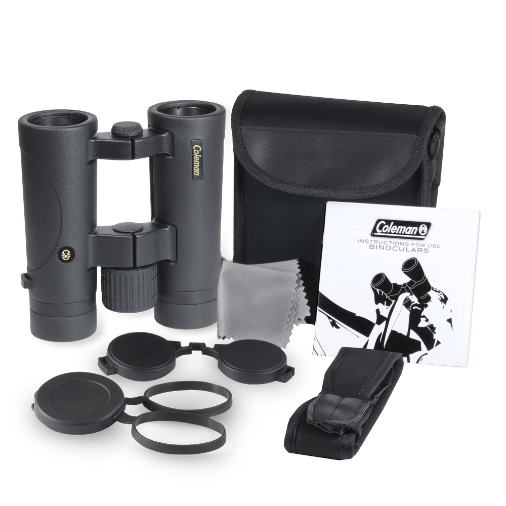 Coleman 8x34 HD Phase Coated Open Bridge Roof Porro Prism Binoculars, Gray