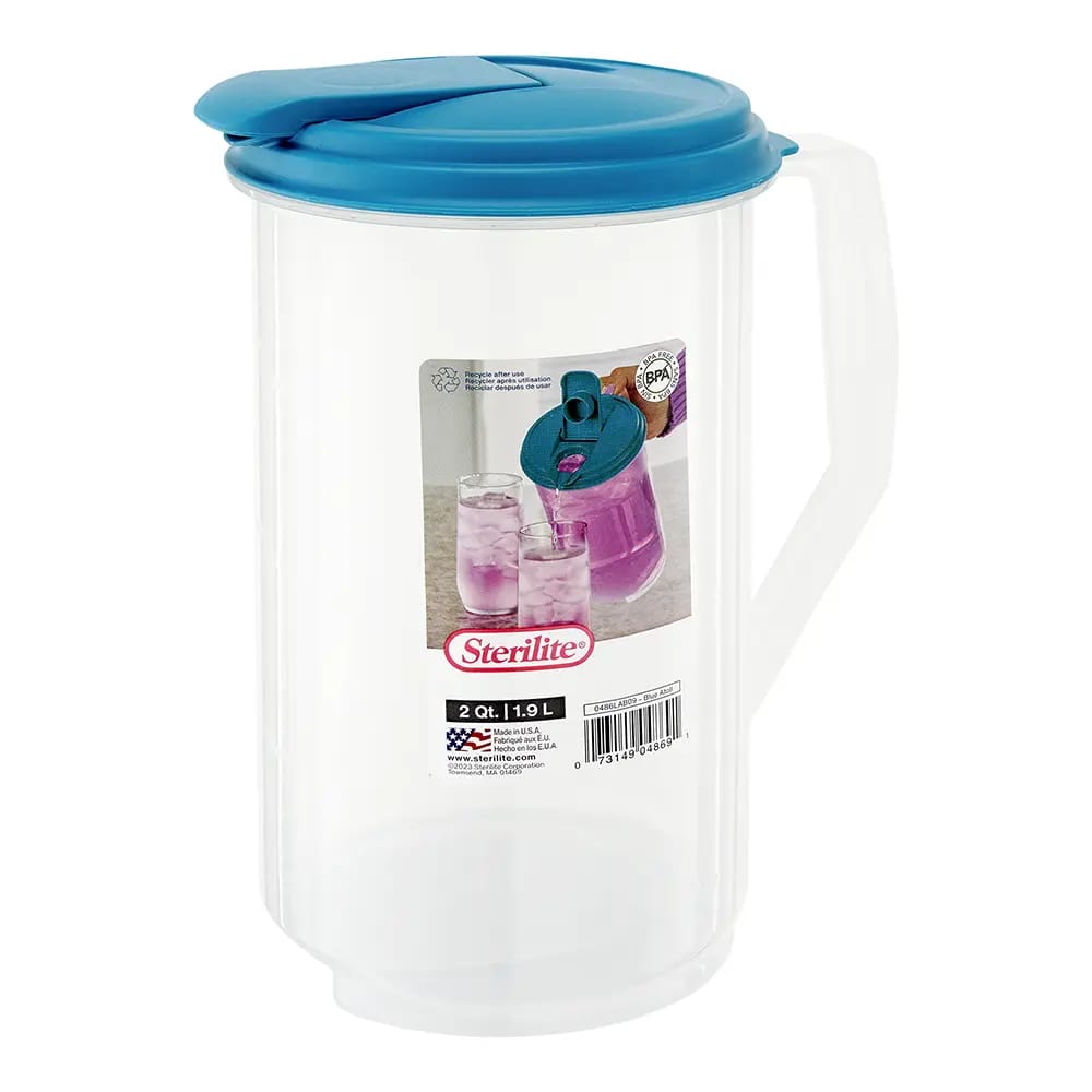 Sterilite Round Pitcher with Lid, 2 Qt