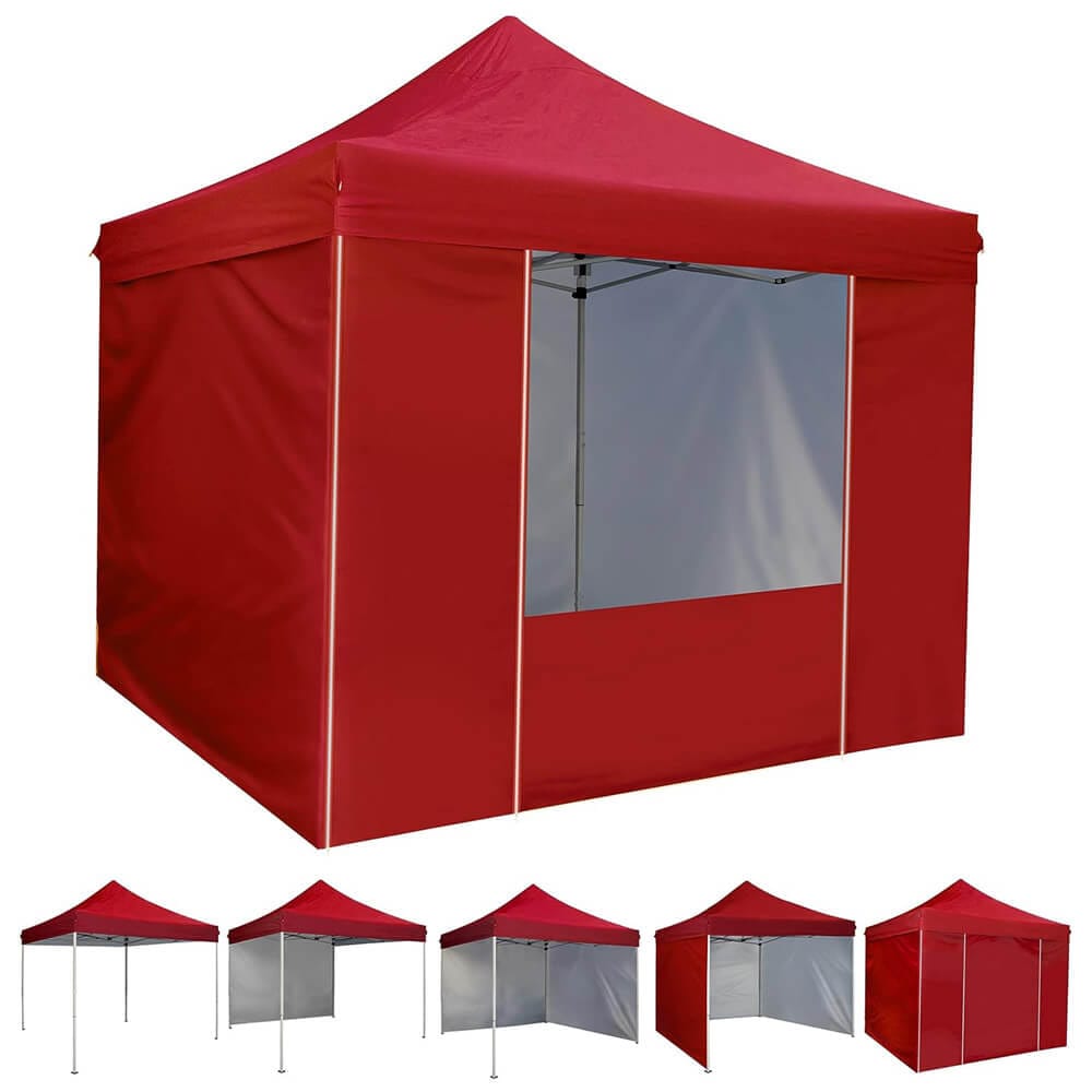 10' x 10' Pop-Up Canopy Tent with 5 Sidewalls, Red