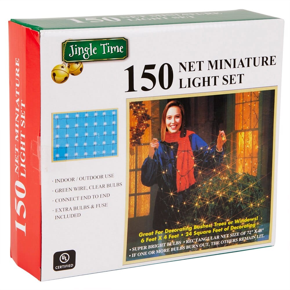 Jingle Time Clear Miniature Net Light Set, 4' x 6'