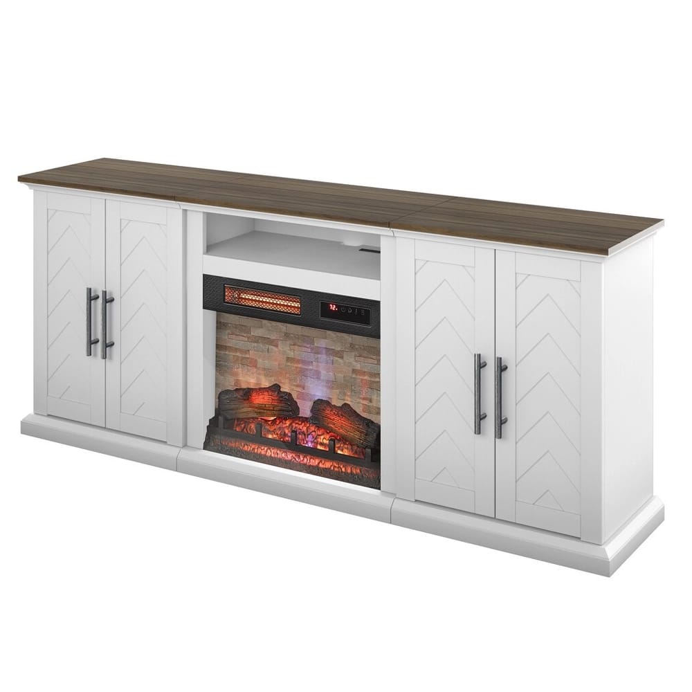 Twin Star Home TV Stand with Electric Fireplace, White