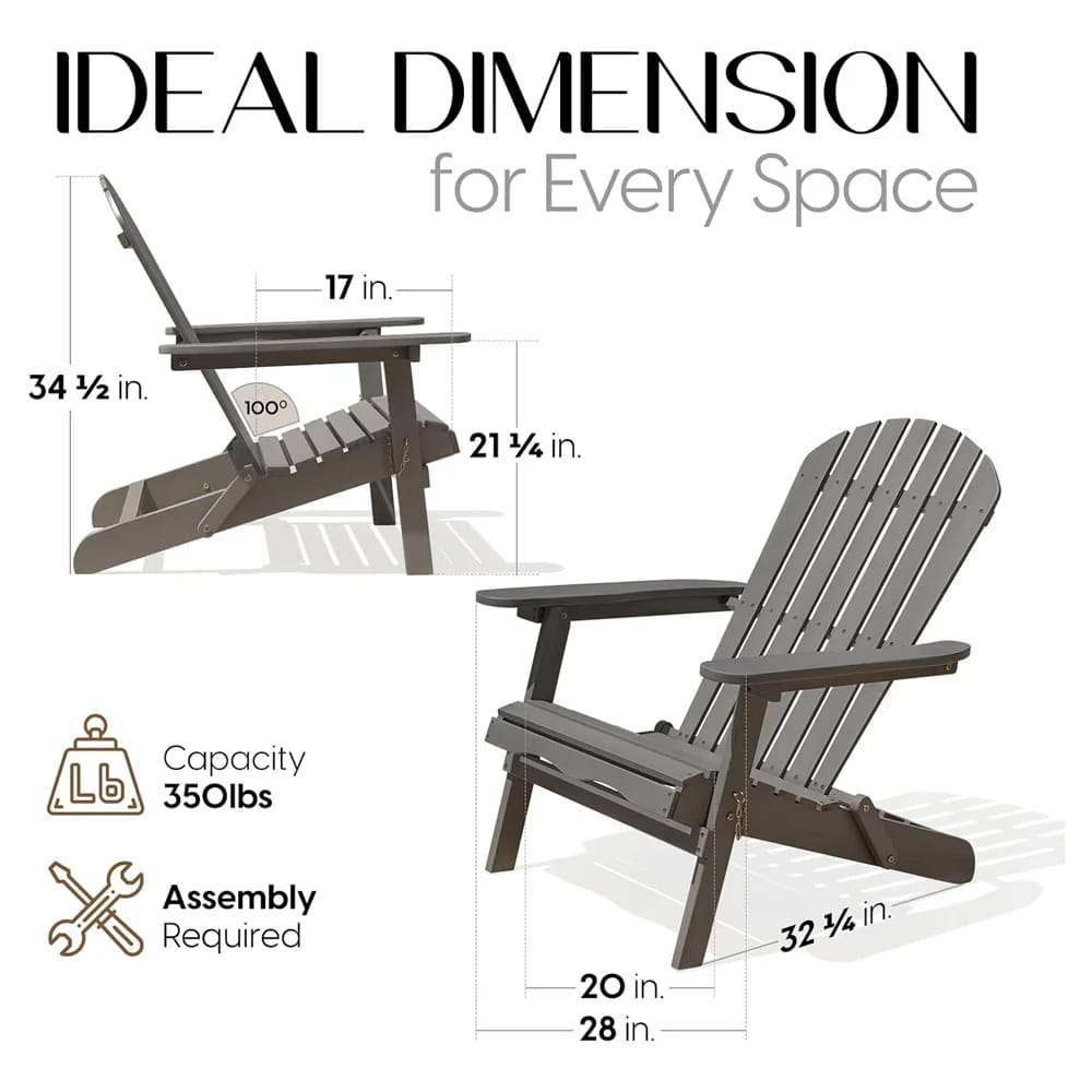 Idzo Outdoor Adirondack Chairs, 2-Piece, Gray