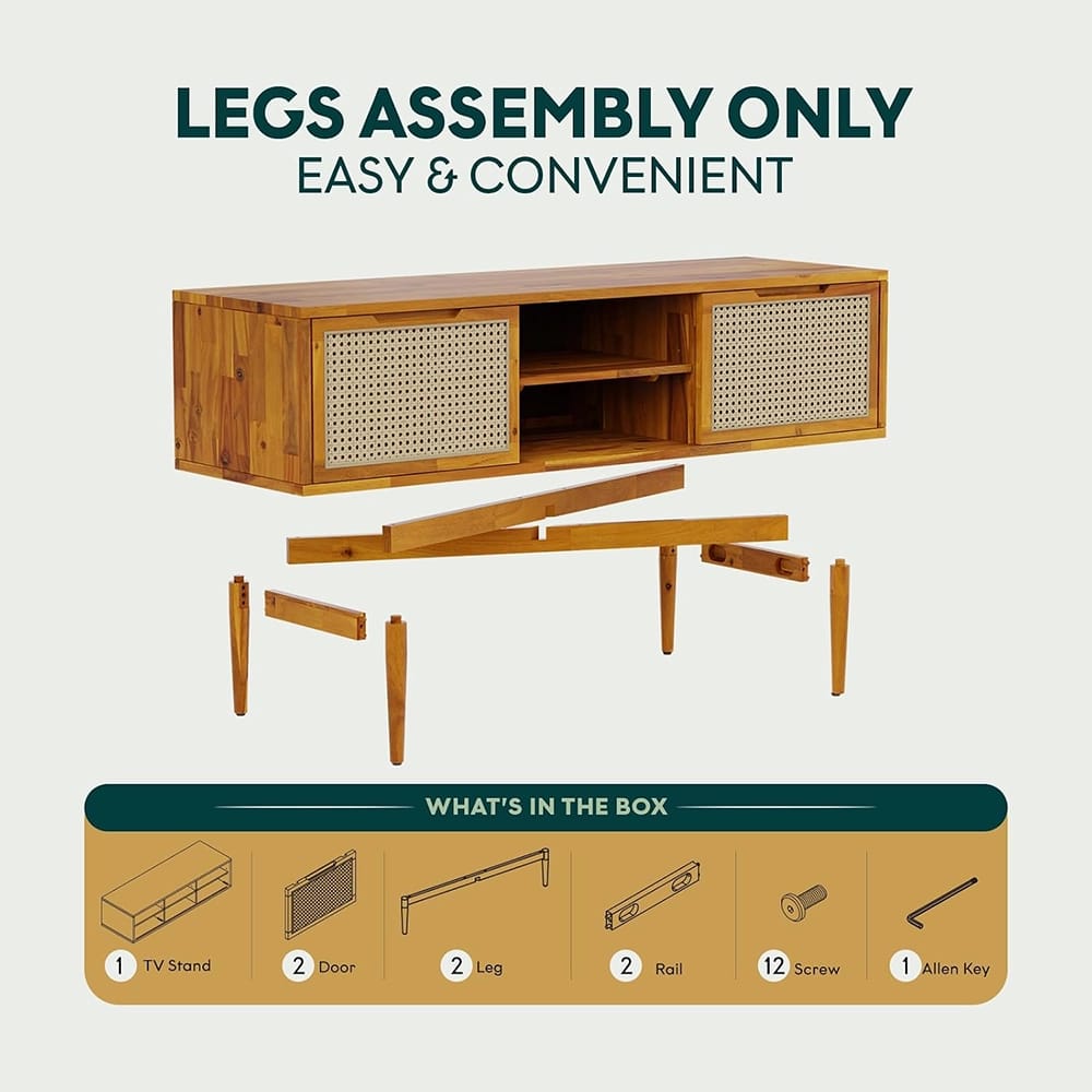 Bme Solid Wood Oliver TV Stand, Caramel