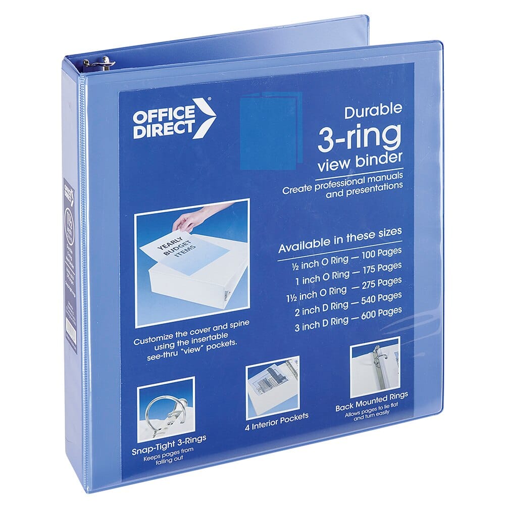 Office Direct Durable O-Ring View Binder, 1.5"